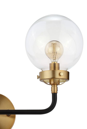 Caleb Brass Vanity Wall Sconce Clear - JONATHAN Y